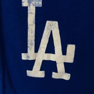 Victoria’s Secret PINK Dodgers Baseball Tee – V-Neck, Distressed Logos – Size M